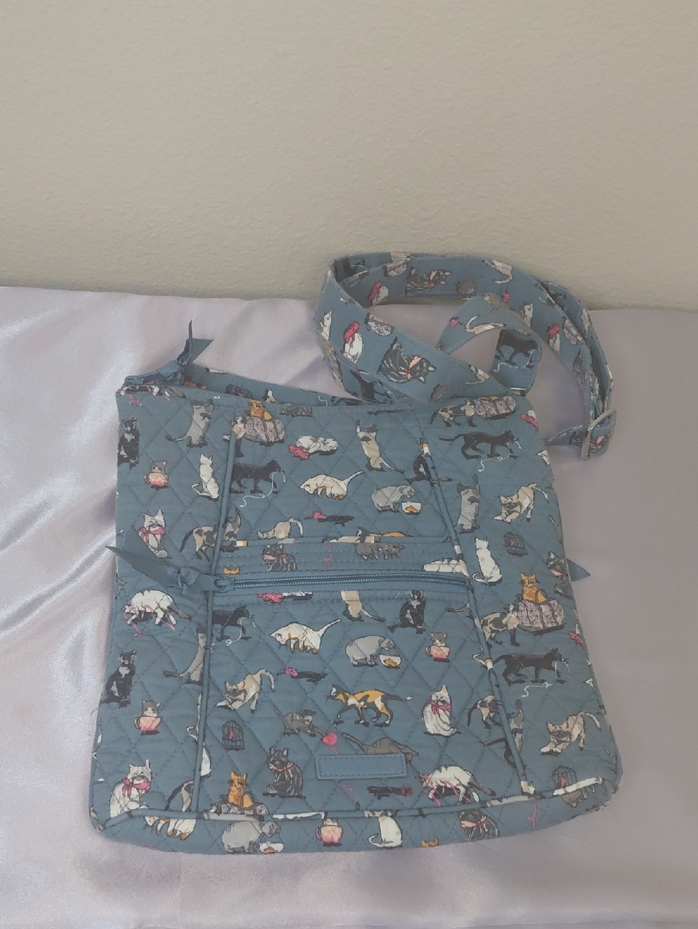 Vera Bradley Crossbody Bag with Cat Print - Blue